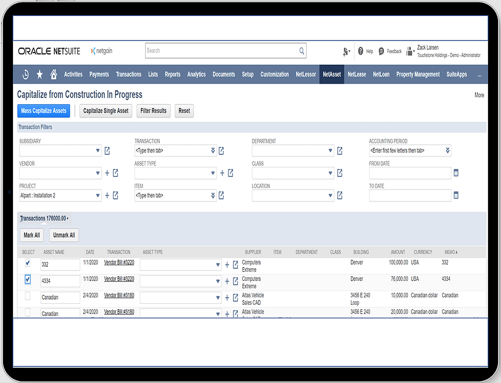 NetSuite Fixed Asset Roll forward Report and CIP Process